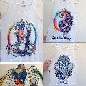 3 pack Bright graphic tank top bundle rafiki yin yang and elephant print